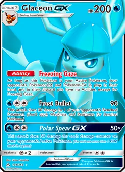 Glaceon GX card from Ultra Prism, number 141/156