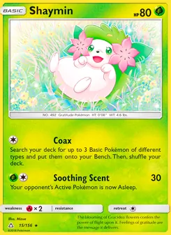 Shaymin card from Ultra Prism, number 15/156