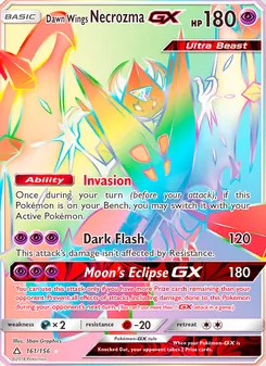 Dawn Wings Necrozma GX card from Ultra Prism, number 161/156