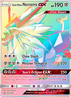 Dusk Mane Necrozma GX card from Ultra Prism, number 163/156