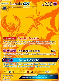 Lunala GX card from Ultra Prism, number 172/156
