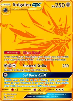Solgaleo GX card from Ultra Prism, number 173/156