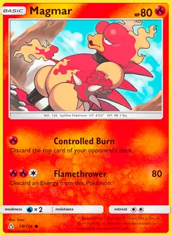 Magmar card from Ultra Prism, number 18/156