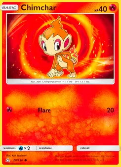 Chimchar card from Ultra Prism, number 20/156