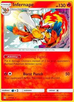 Infernape card from Ultra Prism, number 23/156