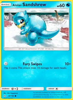 Alolan Sandshrew card from Ultra Prism, number 28/156