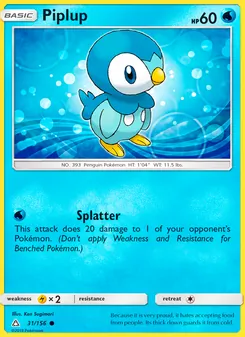 Piplup card from Ultra Prism, number 31/156