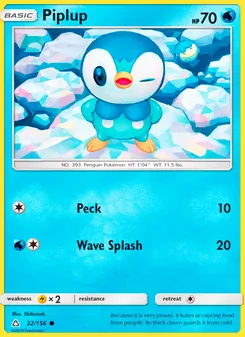 Piplup card from Ultra Prism, number 32/156