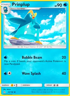 Prinplup card from Ultra Prism, number 33/156