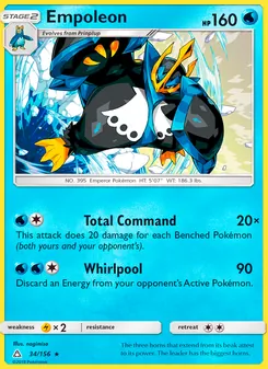 Empoleon card from Ultra Prism, number 34/156