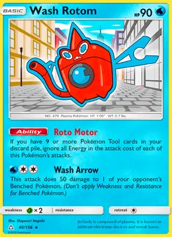 Wash Rotom card from Ultra Prism, number 40/156