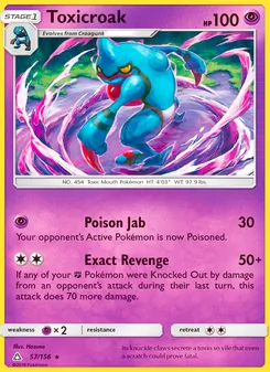 Toxicroak card from Ultra Prism, number 57/156