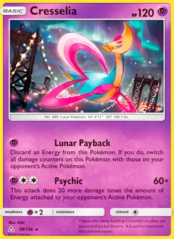 Cresselia card from Ultra Prism, number 59/156