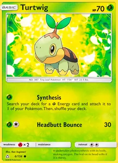 Turtwig card from Ultra Prism, number 6/156