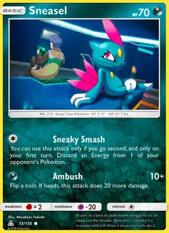 Sneasel card from Ultra Prism, number 73/156