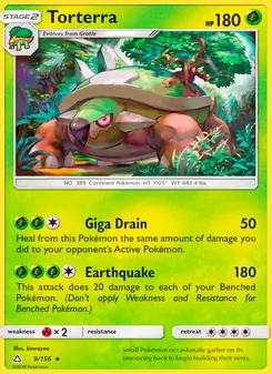 Torterra card from Ultra Prism, number 9/156