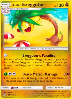 Alolan Exeggutor card from Ultra Prism, number 95/156