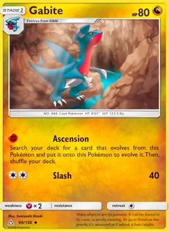 Gabite card from Ultra Prism, number 98/156