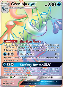 Greninja GX card from Forbidden Light, number 133/131