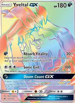 Yveltal GX card from Forbidden Light, number 137/131
