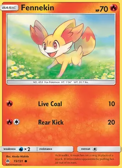 Fennekin card from Forbidden Light, number 15/131