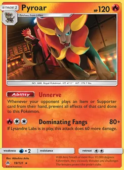 Pyroar card from Forbidden Light, number 19/131