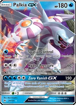 Palkia GX card from Forbidden Light, number 20/131
