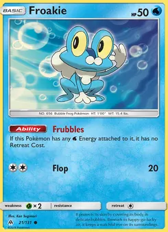 Froakie card from Forbidden Light, number 21/131