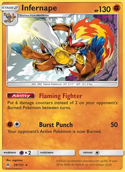 Infernape card from Forbidden Light, number 59/131