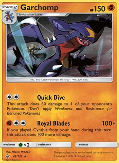 Garchomp card from Forbidden Light, number 62/131