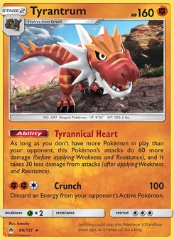 Tyrantrum card from Forbidden Light, number 69/131