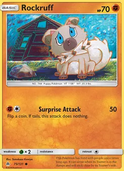 Rockruff card from Forbidden Light, number 75/131