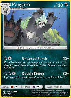 Pangoro card from Forbidden Light, number 78/131