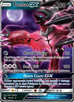 Yveltal GX card from Forbidden Light, number 79/131