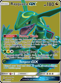 Rayquaza GX card from Celestial Storm, number 160/168