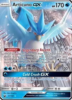 Articuno GX card from Celestial Storm, number 31/168