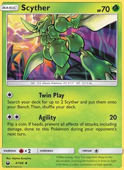 Scyther card from Celestial Storm, number 4/168