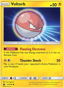Voltorb card from Celestial Storm, number 47/168