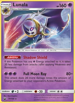 Lunala card from Celestial Storm, number 70/168
