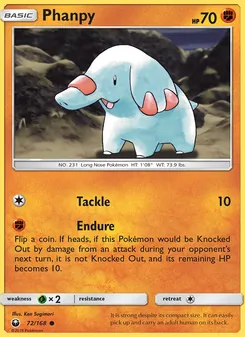 Phanpy card from Celestial Storm, number 72/168