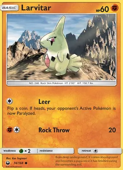 Larvitar card from Celestial Storm, number 74/168