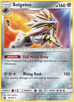 Solgaleo card from Celestial Storm, number 99/168