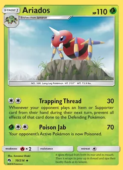 Ariados card from Lost Thunder, number 10/214