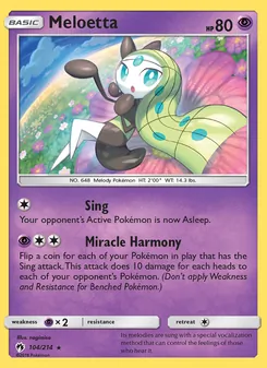Meloetta card from Lost Thunder, number 104/214