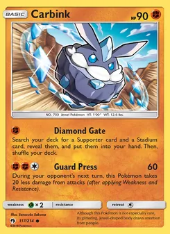 Carbink card from Lost Thunder, number 117/214