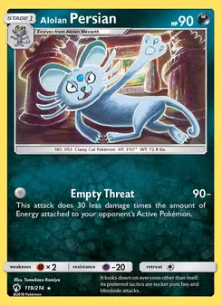 Alolan Persian card from Lost Thunder, number 119/214