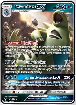 Tyranitar GX card from Lost Thunder, number 121/214