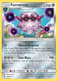 Forretress card from Lost Thunder, number 124/214