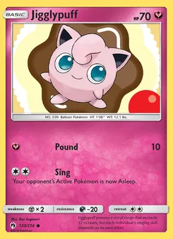 Jigglypuff card from Lost Thunder, number 133/214