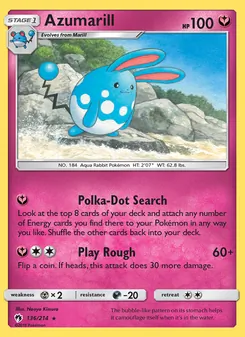 Azumarill card from Lost Thunder, number 136/214